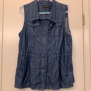 Talbots Vest, L, soft and light blue denim, inside waist drawstring, versatile!
